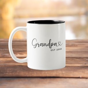 Caneca De Café Em Dois Tons Avô Minimalista Estabeleceu Roteiro Elegante