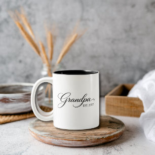 Caneca De Café Em Dois Tons Avô Minimalista – Presente de Letra Elegante