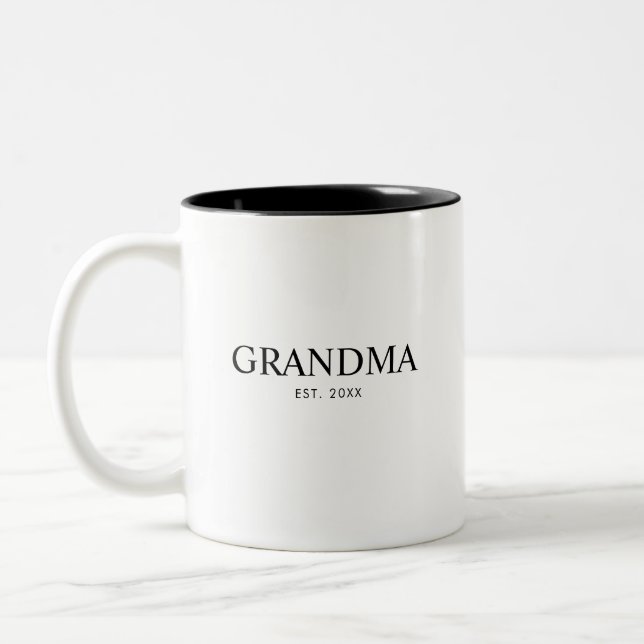 Caneca De Café Em Dois Tons Avó Moderna Elegante Preta (Esquerda)