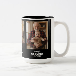 Caneca De Café Em Dois Tons Avô Moderno Fundado Nome Ano 3 Foto
