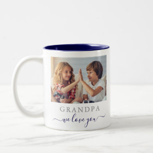 Caneca De Café Em Dois Tons Avô Moderno Nós Te Amamos 2 Foto Azul Marinho