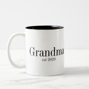 Caneca De Café Em Dois Tons Avó Personalizado Moderno Preto e Branco