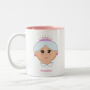 Caneca De Café Em Dois Tons Avó Rainha com Texto Editável & Coração
