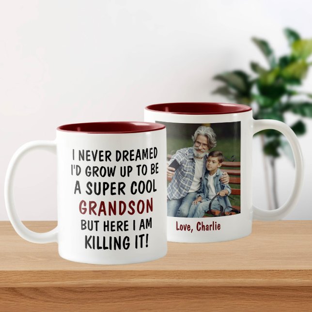 Caneca De Café Em Dois Tons Avô Super Legal Matando Com Foto Personalizada (Criador carregado)