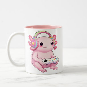 Caneca De Café Em Dois Tons Axolote Sapo Gamer Japonês Arte Homens Mulheres Me