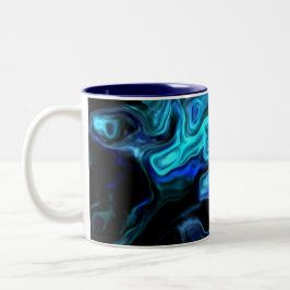 Caneca De Café Em Dois Tons Azuis ondulados Tiros modernos Art 555.55