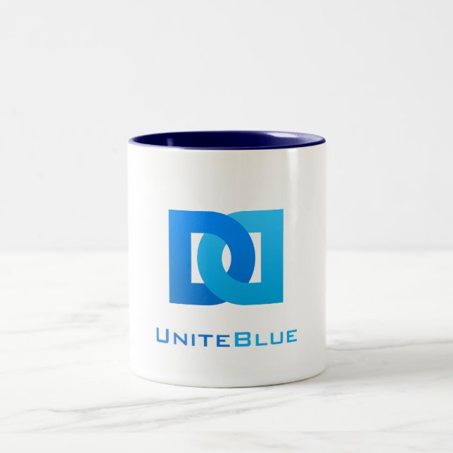 Caneca De Café Em Dois Tons Azul da bebida (Centro)