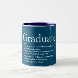 Caneca De Café Em Dois Tons Azul de Diversão Moderna de Definição de formando