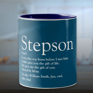 Caneca De Café Em Dois Tons Azul de diversão tipográfica Stepson
