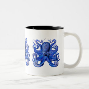 Caneca De Café Em Dois Tons Azul do polvo de Haeckel