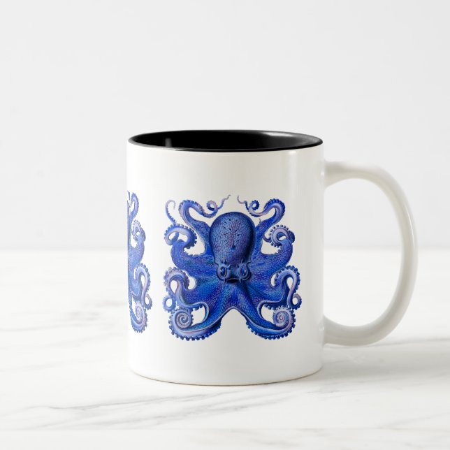 Caneca De Café Em Dois Tons Azul do polvo de Haeckel (Direita)