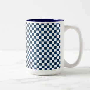 Caneca De Café Em Dois Tons Azul e branco verificados