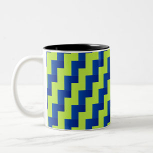Caneca De Café Em Dois Tons Azul e verde sobrepostos
