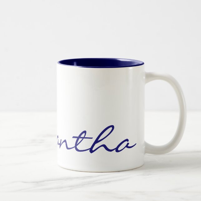 Caneca De Café Em Dois Tons azul elegante e moderno trendor chic (Direita)