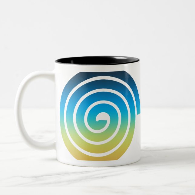 CANECA DE CAFÉ EM DOIS TONS AZUL ESPIRAL E VERDE (Esquerda)