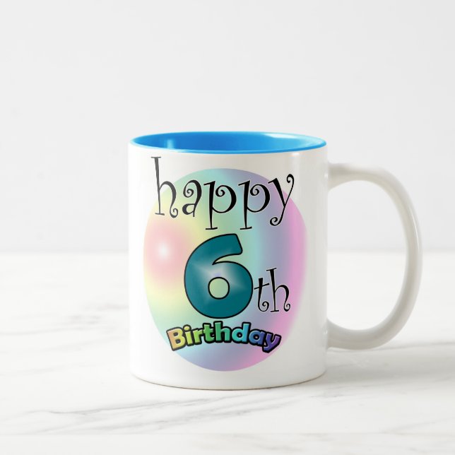 Caneca De Café Em Dois Tons Azul feliz 6 Birthday (Direita)