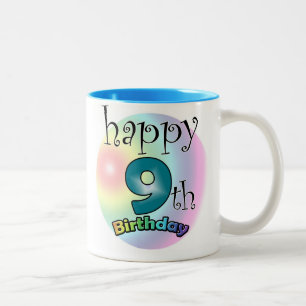 Caneca De Café Em Dois Tons Azul Feliz 9.º Aniversário
