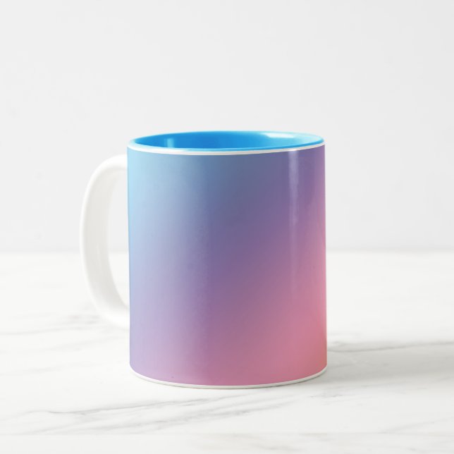 Caneca De Café Em Dois Tons Azul Gradiente Pastel (Frente Esquerda)