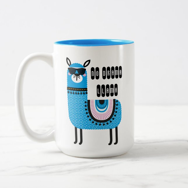 Caneca De Café Em Dois Tons Azul Legal Sem Drama Llama (Esquerda)