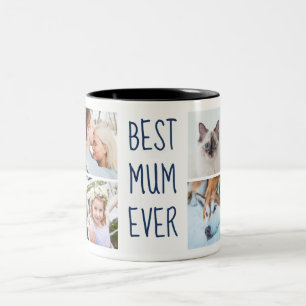 Caneca De Café Em Dois Tons Azul Marinho Melhor Mãe Alguma Vez Personalizada