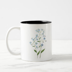 Caneca De Café Em Dois Tons azul me esqueça não das flores 2021 aquarela
