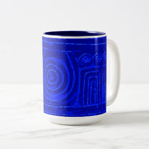 Caneca De Café Em Dois Tons Azul Mesopotâmico Sumeriano Antigo