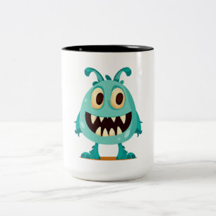 Caneca De Café Em Dois Tons Azul/monstro/criança/halloween
