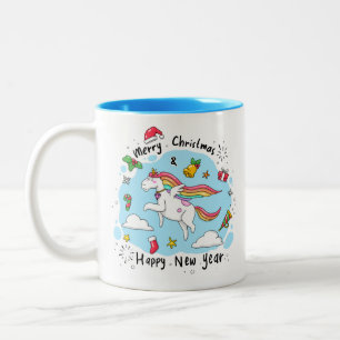 Caneca De Café Em Dois Tons Azul-rabo-do-unicórnio de Natal