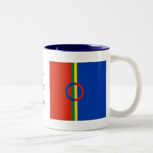 Caneca De Café Em Dois Tons Azul vermelho do círculo nórdico no copo ou na