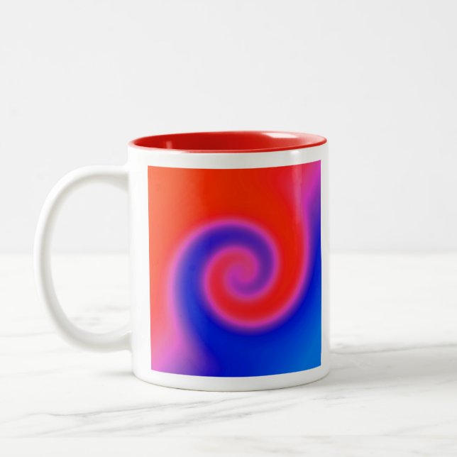 Caneca De Café Em Dois Tons Azul vermelho giratório (Esquerda)