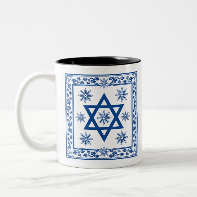 Caneca De Café Em Dois Tons Azulejo cerâmico, Azulejo, português e judeu (Esquerda)