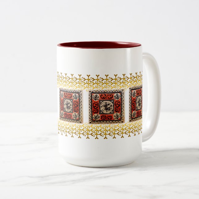 Caneca De Café Em Dois Tons Azulejo Copta (Frente Esquerda)