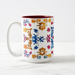Caneca De Café Em Dois Tons Azulejo de Estrela Colorida Mexicano