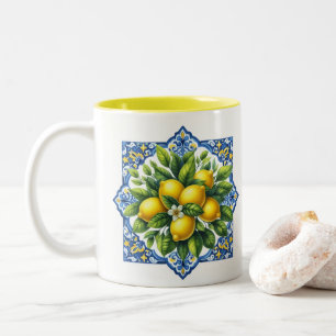 Caneca De Café Em Dois Tons Azulejo de Limão