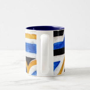 Caneca De Café Em Dois Tons azulejo de mosaico azulejo tradicional de vintage