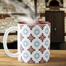 Caneca De Café Em Dois Tons Azulejo vermelho e azul polonês
