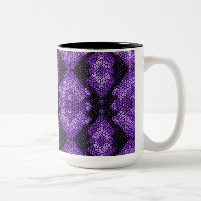 Caneca De Café Em Dois Tons Azulejos de mosaicos de diamantes roxos (Direita)