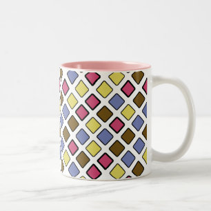 Caneca De Café Em Dois Tons Azulejos Geométricos Diagonais Rosa em qualquer Co