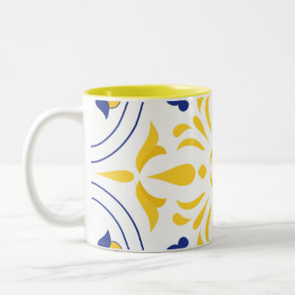 Caneca De Café Em Dois Tons Azure Bloom Cross Yellow