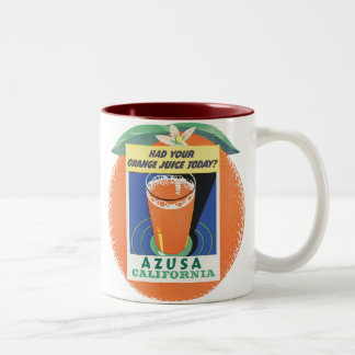 Caneca De Café Em Dois Tons Azusa, Poster de Sumo Laranja da Califórnia