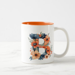 Caneca De Café Em Dois Tons B - Letra alfabética Design Cup