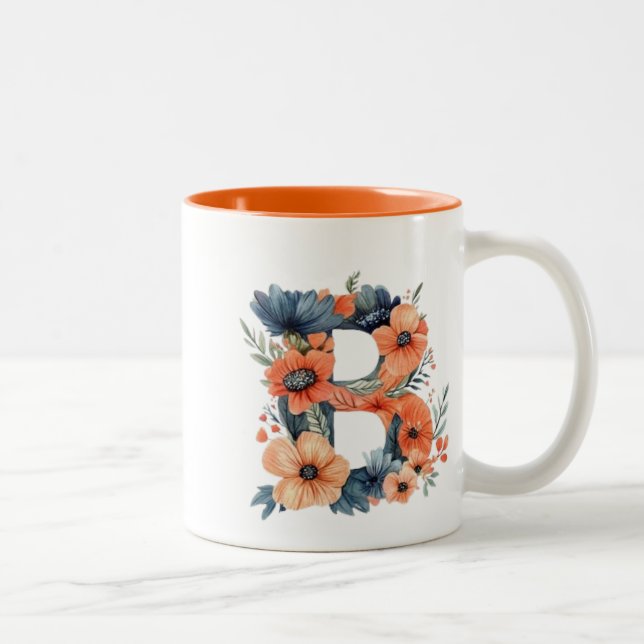 Caneca De Café Em Dois Tons B - Letra alfabética Design Cup (Direita)