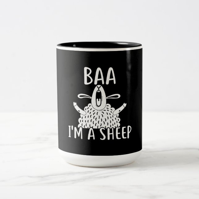 Caneca De Café Em Dois Tons Baa I'm A Sheep | Proprietário de ovinos presente (Centro)
