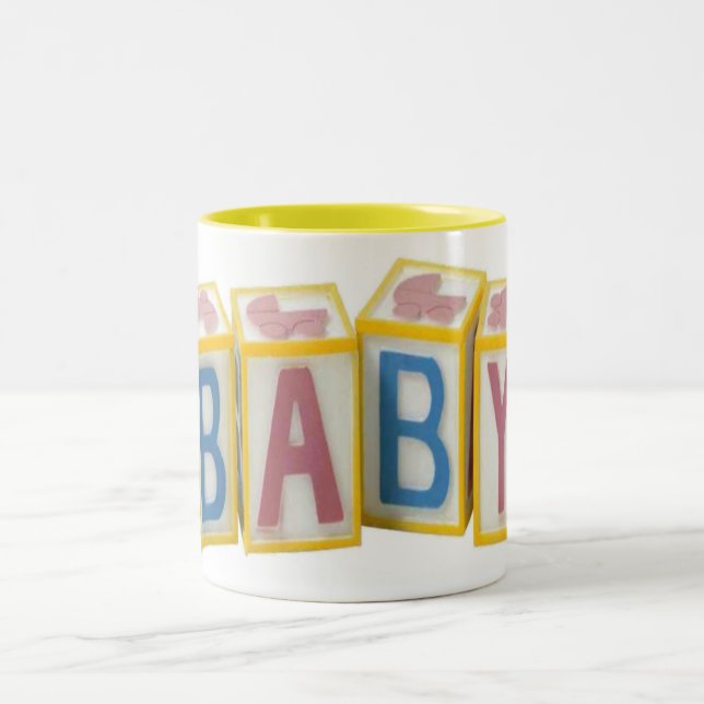 Caneca De Café Em Dois Tons Baby Building Blocks Mug (Centro)