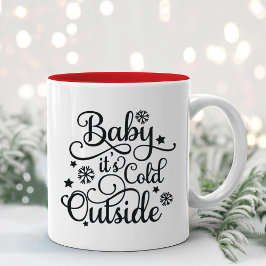 Caneca De Café Em Dois Tons Baby É Frio Lá Fora Rascunho Preto