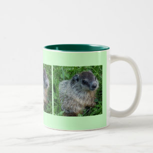 Caneca De Café Em Dois Tons Baby Groundhog 11 Oz.Caneca
