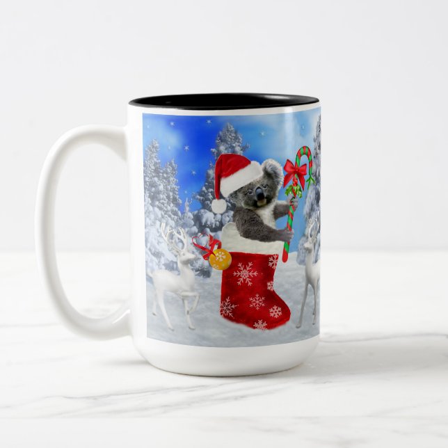 CANECA DE CAFÉ EM DOIS TONS BABY KOALA CHRISTMAS COM URSINHO (Esquerda)