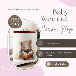Caneca De Café Em Dois Tons Baby Wombat Reader Cerâmica Mug