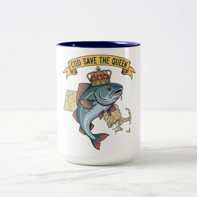 Caneca De Café Em Dois Tons Bacalhau Salve a Rainha (Centro)