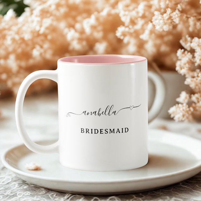 Caneca De Café Em Dois Tons Bachelorette preto de Bridesmaid (Criador carregado)